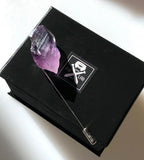 Deep Purple Uruguay Amethyst Crystal Lapel Pin, raw stone crystal brooch