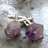 Amethyst rough stone cufflinks