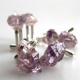 Elestial Amethyst Point Cufflinks, raw stone crystal cuff links