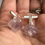 Elestial Amethyst Point Cufflinks, raw stone crystal cuff links