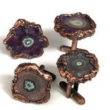 Solar Amethyst Stalactite Slice Cufflinks, electroformed crystal cuff links