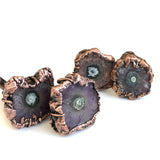 Medium Purple Amethyst Stalactite Slice Cufflinks, electroformed crystal cuff links