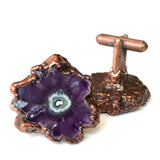 Amethyst Stalactite Slice Cufflinks, electroformed crystal cuff links