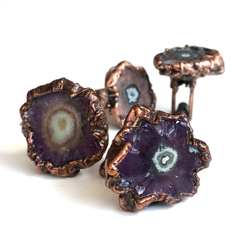 Amethyst Stalactite Slice Cufflinks, electroformed crystal cuff links