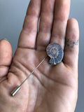 Ammonite Lapel Pin, fossil shell stick pin