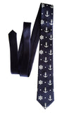 Navy Blue Anchor Print Necktie, Nautical Tie by Cyberoptix