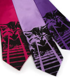 Angry laser Kitten ties. Black on fuchsia, lavender, purple