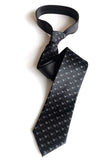 Anvil Necktie, black pearl on black. Metalworking Print Tie, shown tied, by Cyberoptix