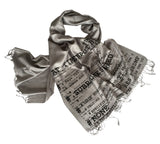 NASA Apollo 11 Source Code Pashmina Scarf, light gray. Cyberoptix