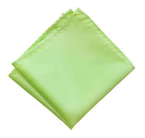 Apple Green Pocket Square. Light Green Solid Color Satin Finish, No Print