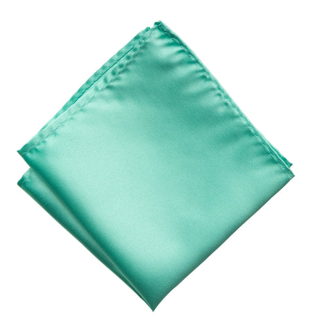 Aqua Blue Pocket Square. Blue-Green Solid Color Satin Finish, No Print