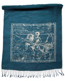 Aquarius & Capricorn Scarf, Silver on Teal Blue Astrology Pashmina, by Cyberoptix