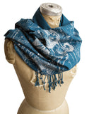 Aquarius & Capricorn Scarf, Astrology Linen-Weave Pashmina, by Cyberoptix