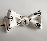 Navy and Cream Anchor Print Bow Tie. Nautical Print Bowtie, by Cyberoptix