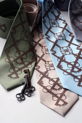 Skeleton Keys Silk Tie, Argyle print necktie