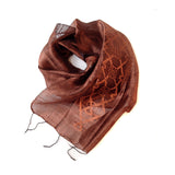  Copper ink on chocolate silk scarf.