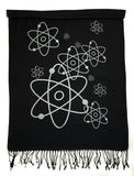 Atomic print scarf, silver on black