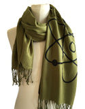sage green atomic print scarf