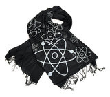 Atom pashmina scarf, silver on black