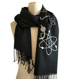black and silver atomic print scarf