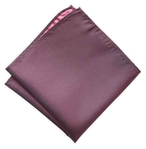 Aubergine Shot Pocket Square. Dark Purple Solid Color Woven Silk, No Print