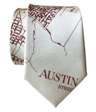 Austin City Map Necktie, Rust on Cream Tie, by Cyberoptix