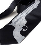 silver and black gun neckties