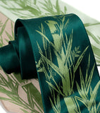 Bamboo Necktie. Dark chartreuse on emerald