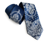 French blue bandana print necktie.