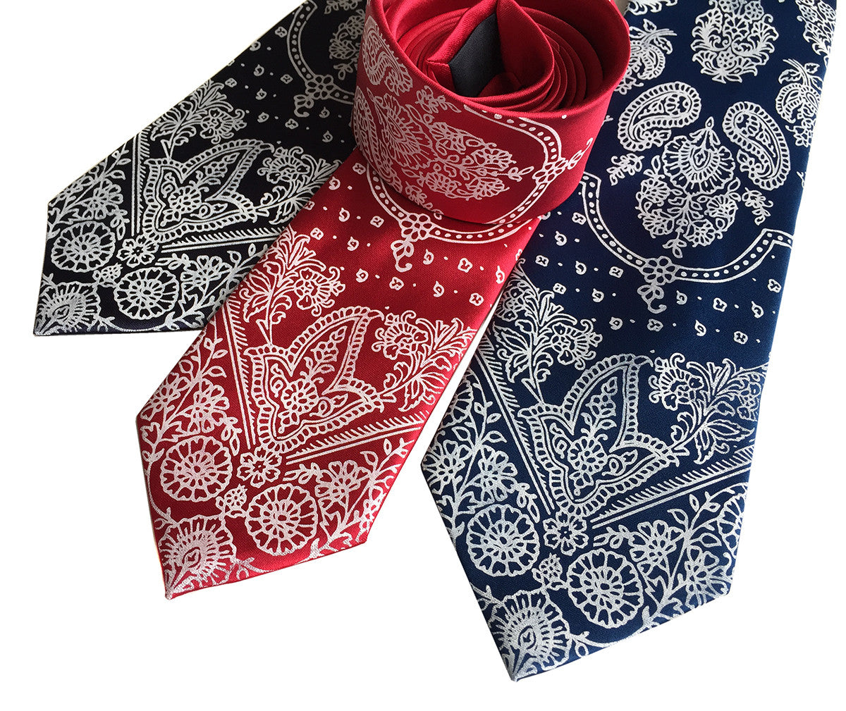 Adult Printed Music Silk Necktie Set