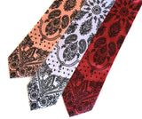 cowboy bandana print neckties: dark salmon, white, rust.