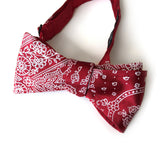 red bandana print bow tie