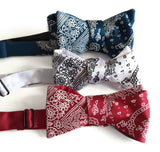 red white and blue bandanna print bow ties