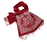 ruby red bandana print scarf