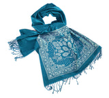 teal blue bandana print pashmina scarf