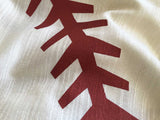 Baseball Stitching Scarf, detail. Silkscreened pashmina, cream. By Cyberoptix