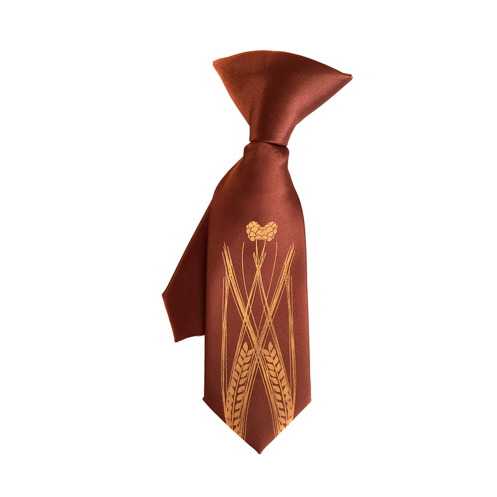 Beer Ascot. Hops & Wheat Print Cravat Tie