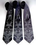 Craft Beer Necktie. Dove gray ink on black, navy, charcoal