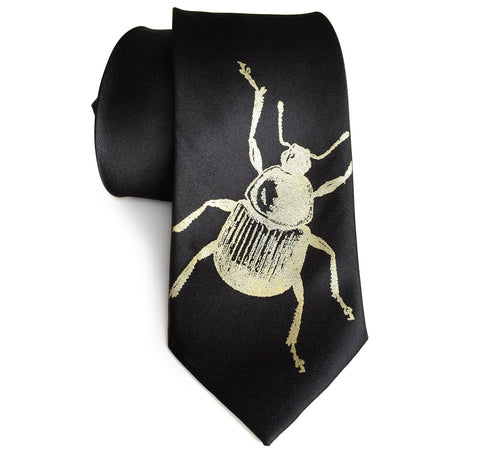 Beetle Print Silk Necktie