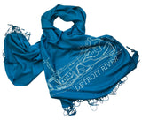 Detroit Map Scarf, teal blue. Belle Isle Bamboo Pashmina, by Cyberoptix