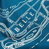 Detroit Map Scarf, teal blue. Belle Isle Bamboo Pashmina, by Cyberoptix