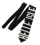 Detroit Bus Scroll Tecktie: Belle Isle, ivory-cream on black standard width..
