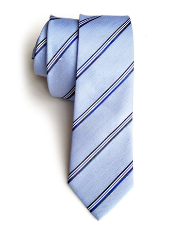 Light Blue Striped Linen Necktie. "Belle Isle" tie.