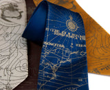 Bermuda Triangle Necktie. Antique brass on french blue.