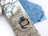 Bermuda Triangle Necktie. Navy on ivory, sky blue silk