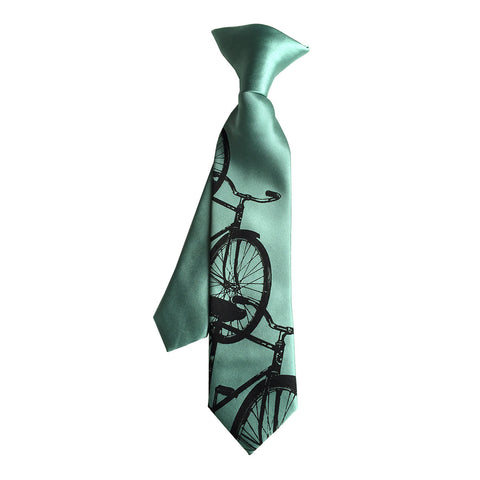 Bicycle kids tie. Boys clip-on bike necktie.