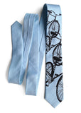 Bicycle Print Linen Necktie. Triple Cruiser Bike Tie