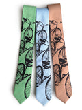 Bicycle Print Linen Neckties. Triple Cruiser Bike Ties, by Cyberoptix