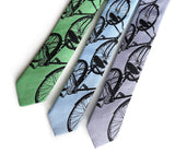 Bicycle Print Linen Neckties. Triple Cruiser Bike Ties, by Cyberoptix. green, blue, grey