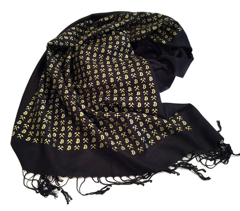 Bitcoin Scarf. Cryptocurrency linen weave pashmina